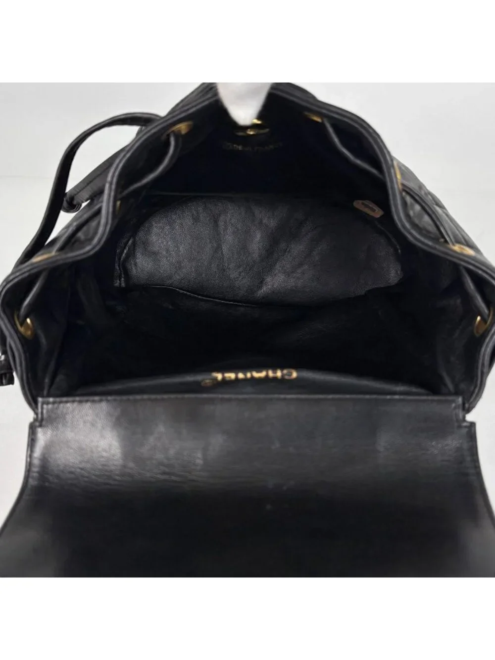 Chanel Backpack CC Logo Leather Black